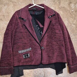 Mauve and Black Jacket and Top Set